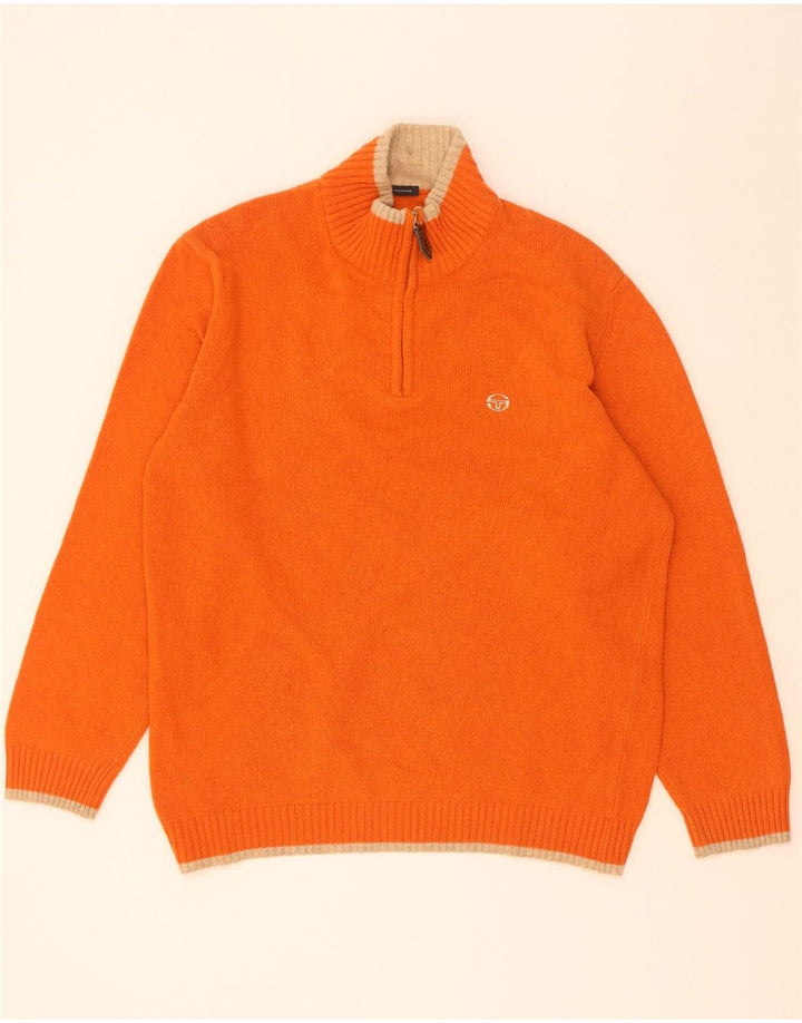 Sergio Tacchini muški pulover s izrezom s patentnim zatvaračem XL narančasta vunena