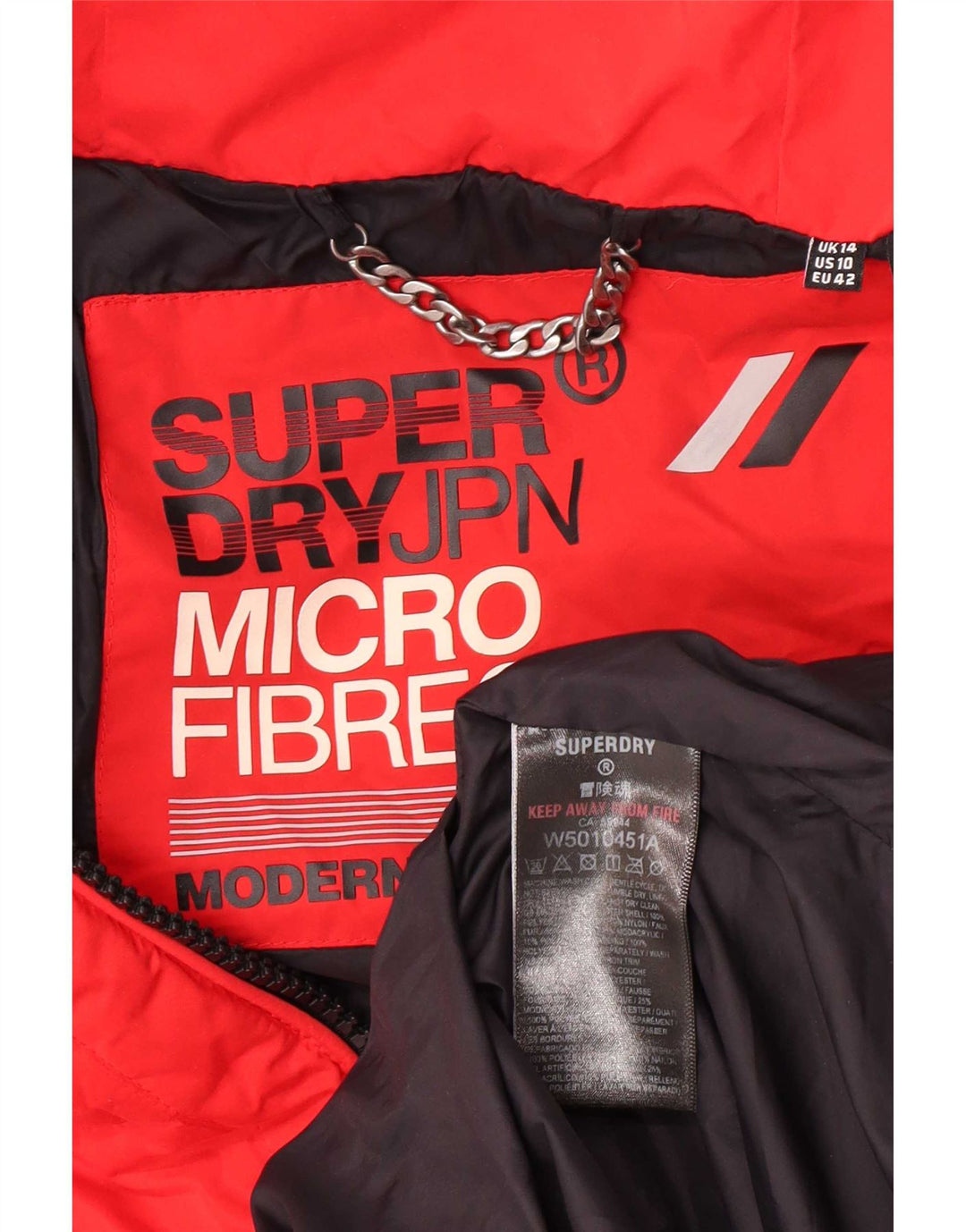 Superdry ženski podstavljeni kaput s kapuljačom UK 14 veliki crveni poliester