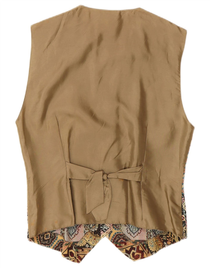 VINTAGE ženski prsluk UK 12 Medium Beige Paisley poliester