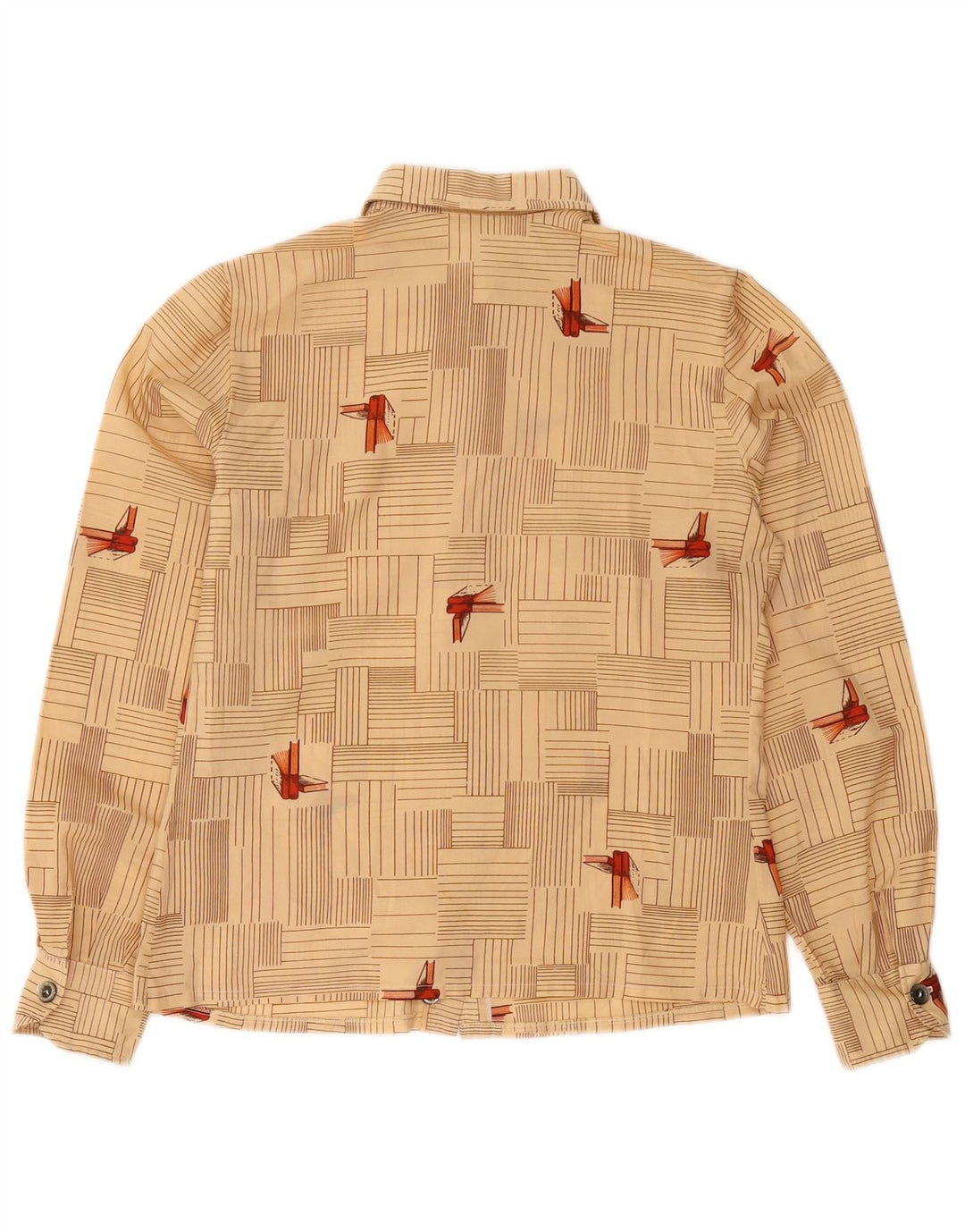 Vintage ženska košulja UK 12 srednje bež geometrijske boje