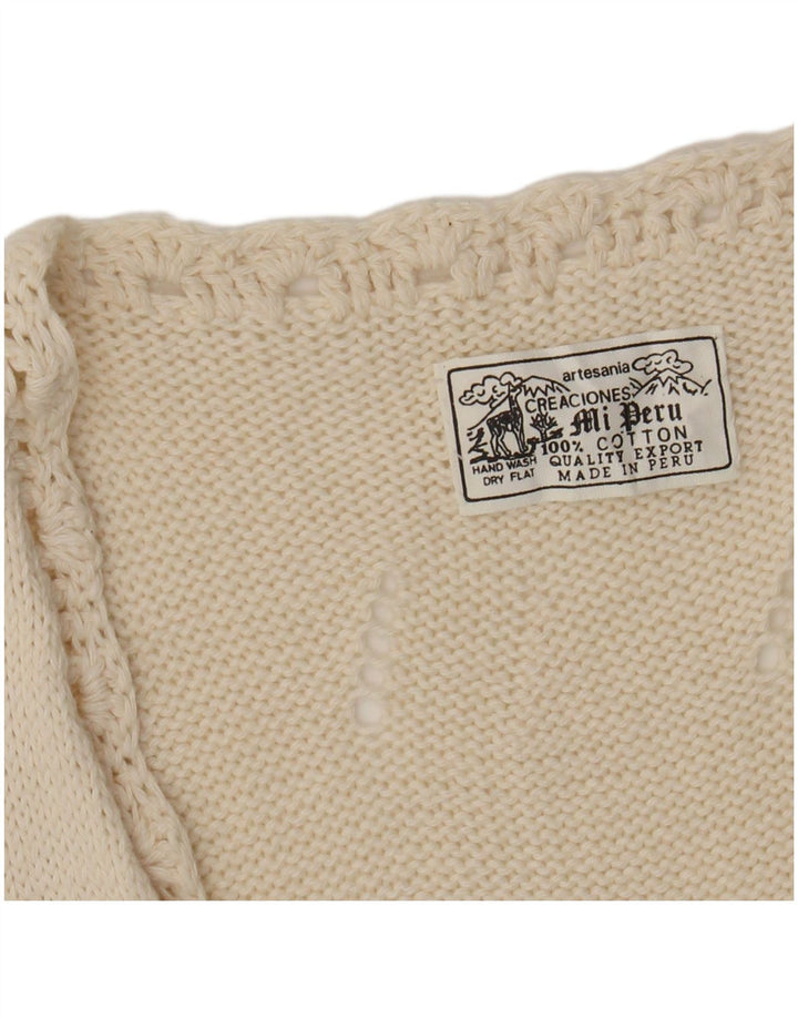 ARTESANIA ženski kardigan džemper bez rukava UK 12 srednje bijele boje pamuk