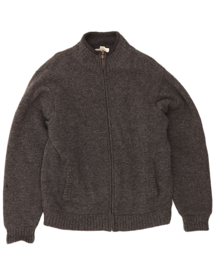 L.L.Bean muški Sherpa kardigan džemper srednje sive boje od janjeće vune