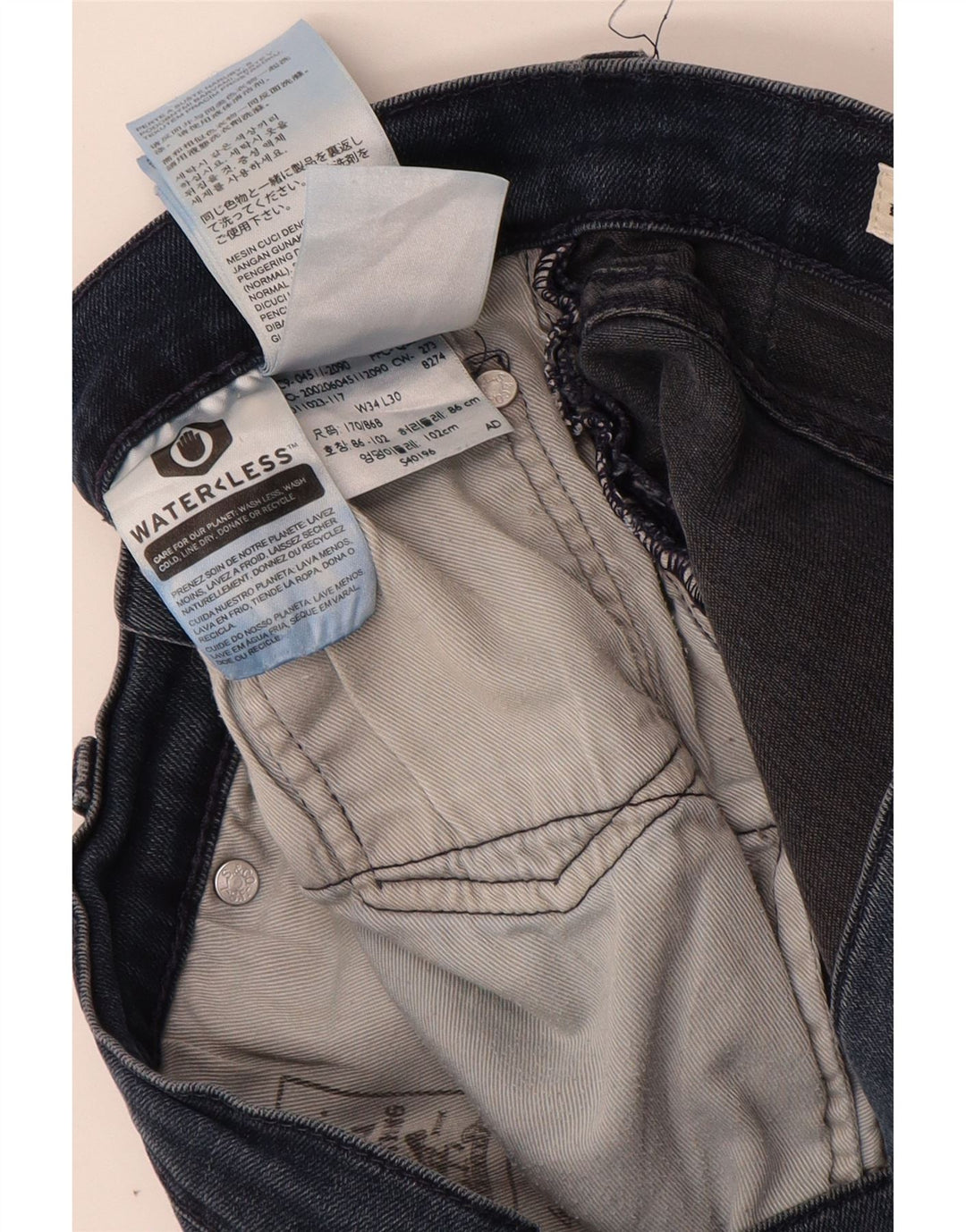 LEVI'S Muške uske traperice W34 L30 Plavi pamuk