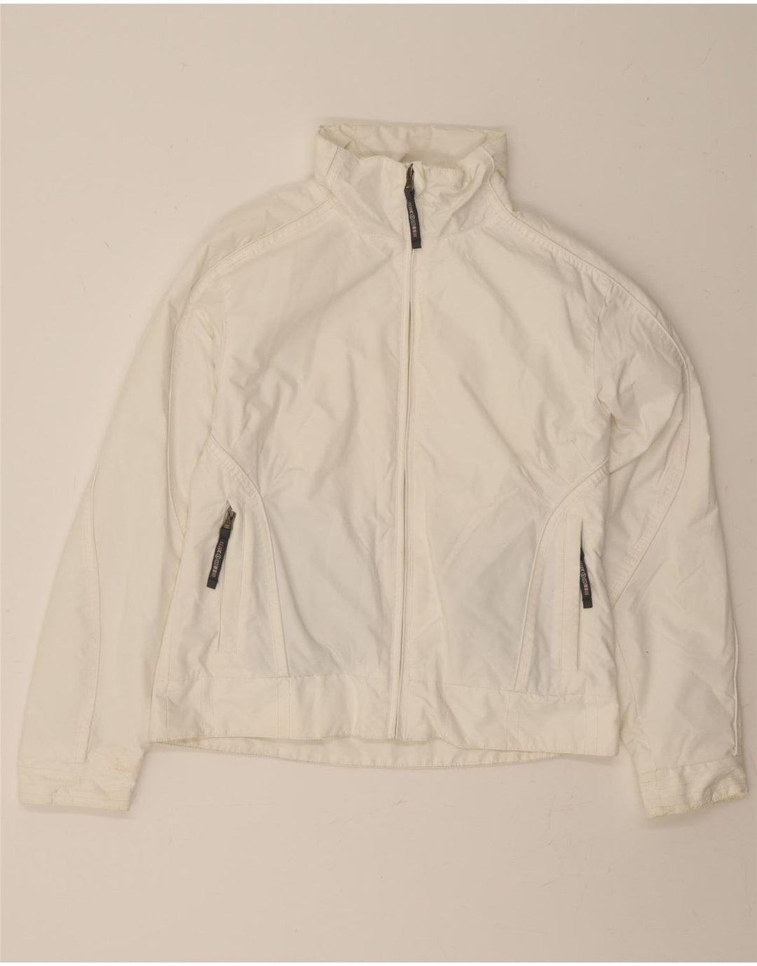 VINTAGE Womens Tracksuit Top Jacket UK 16 Large White Nylon Vintage Vintage and Second-Hand Vintage from Messina Hembry 