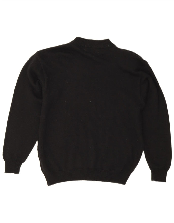 Vintage ženski džemper s grafičkim ovratnikom EU 44 XL crni akril