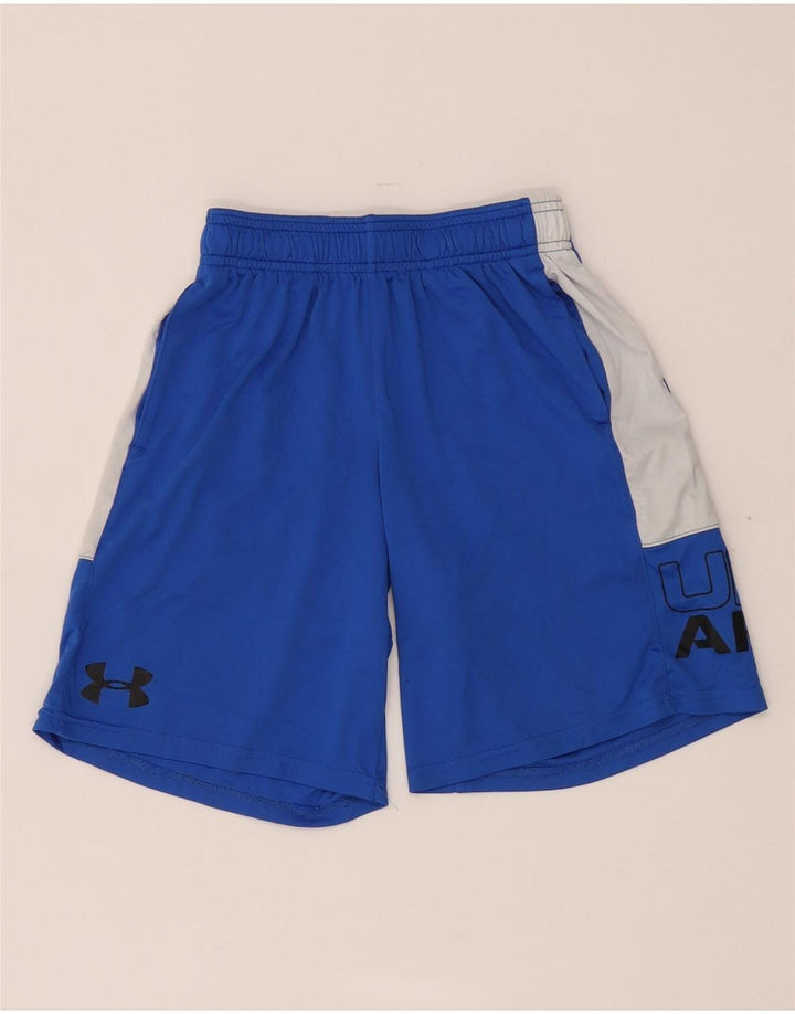 Under Armour Boys Graphic Sport Shorts 7-8 Years Small Blue Colourblock