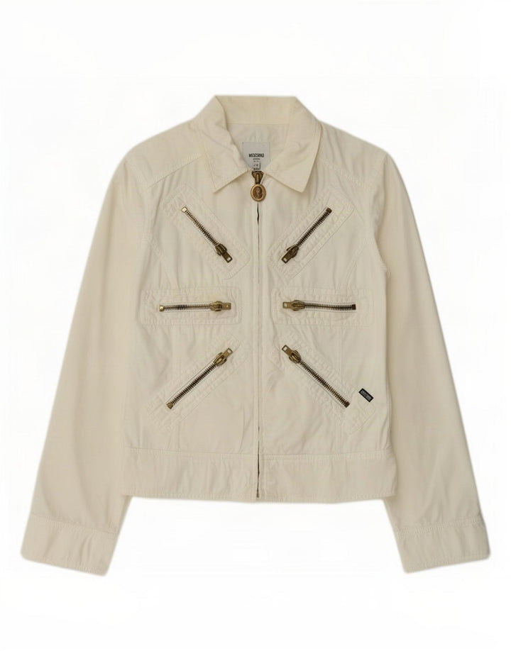 Moschino ženska bomber jakna UK 12 Srednje sivobijeli pamuk