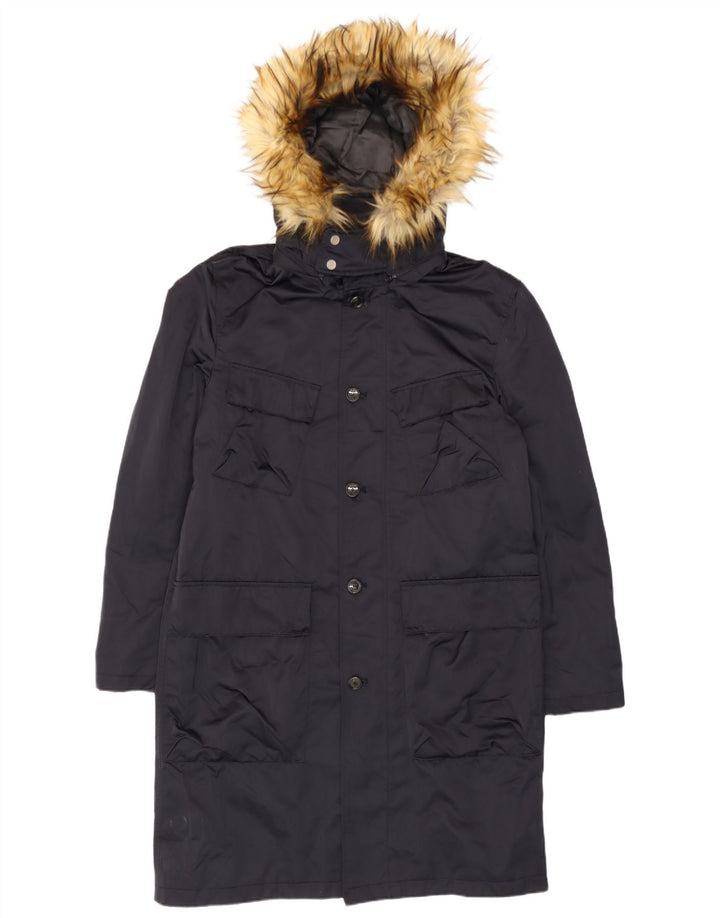 Zara muška parka jakna s kapuljačom UK 40 veliki crni poliester