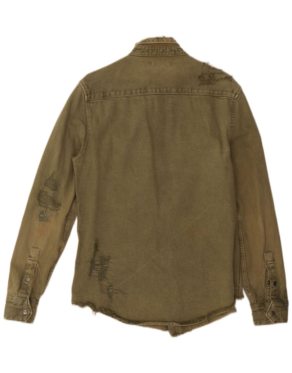 Zara muška traper košulja opuštenog kroja, srednji kaki pamuk