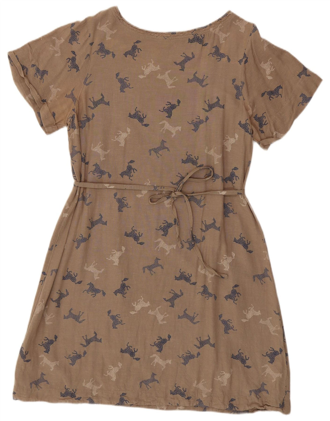 WHITE STUFF Ženska grafička haljina A-kroja UK 16 Veliki bež životinjski print