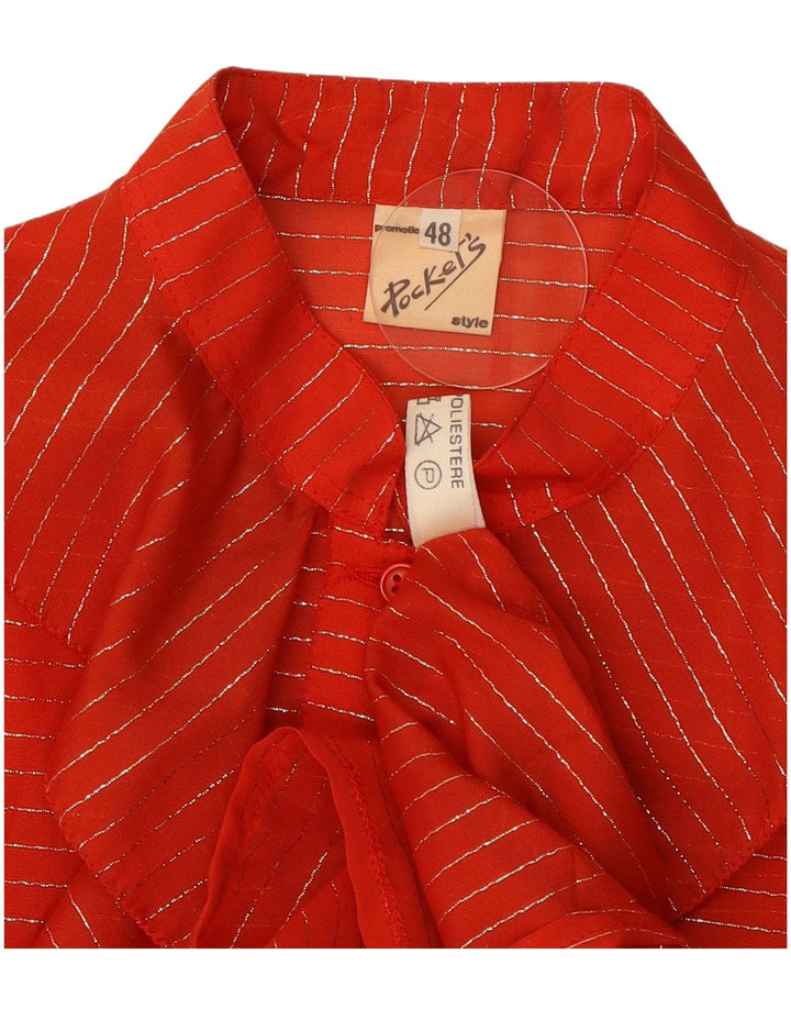 Vintage gornji dio ženske bluze s volanima IT 48 XL na crvene pruge od poliestera
