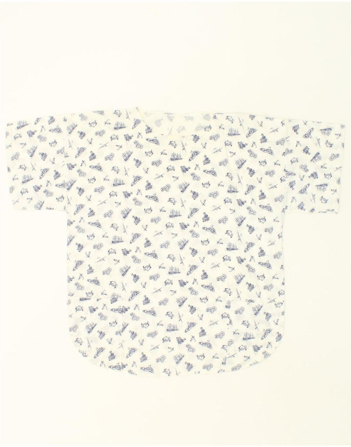 VINTAGE Womens Abstract Pattern Blouse Top UK 16 Large White Vintage Vintage and Second-Hand Vintage from Messina Hembry 
