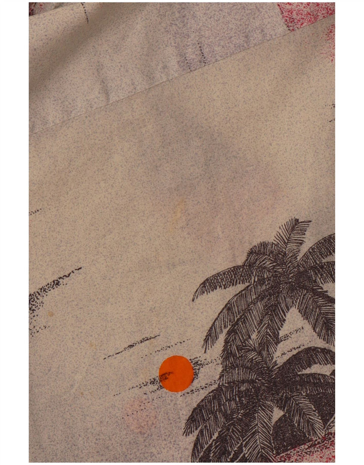 VINTAGE muška havajska košulja kratkih rukava, veliki bež cvjetni pamuk