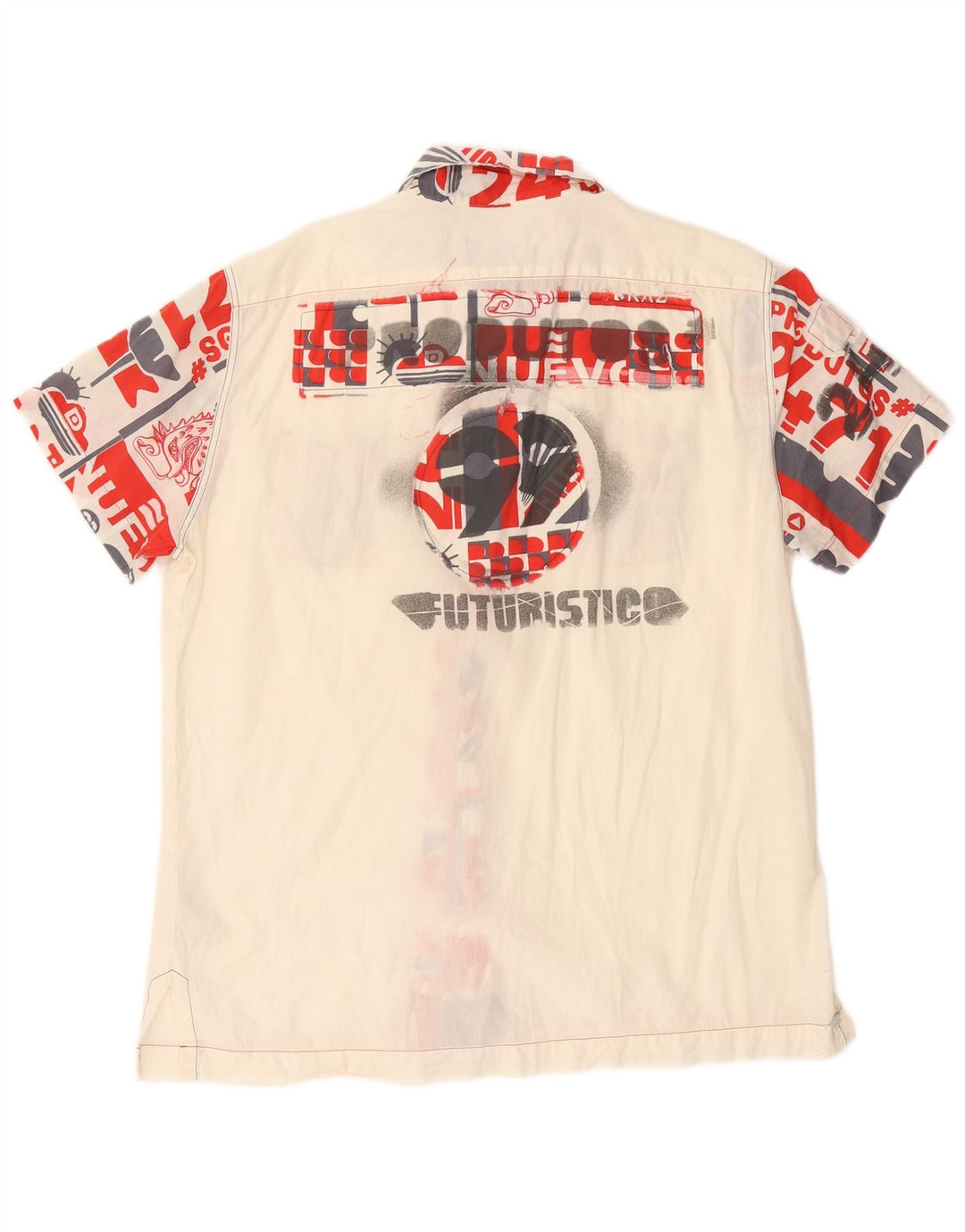 DIESEL Muška grafička majica kratkih rukava XL sivo bijeli pamuk u blokovima boja