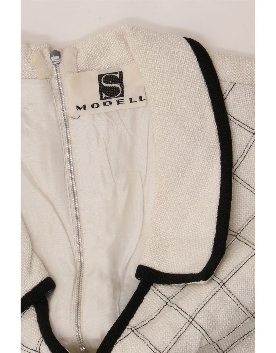 VINTAGE ženska haljina A-kroja bez rukava UK 8 Mali bijeli karirani