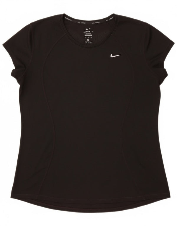 Nike Womens Dri Fit T-Shirt Top UK 18 XL Black Polyester
