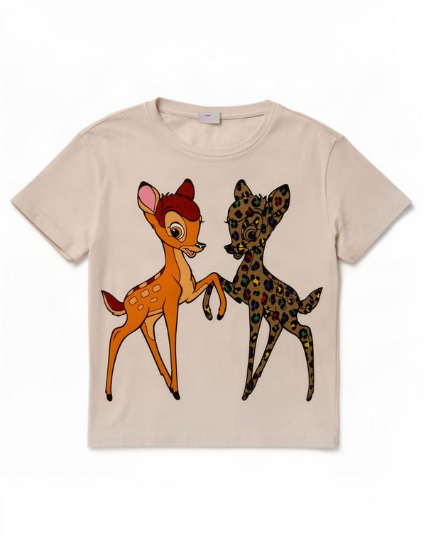 Benetton ženska majica kratkih rukava Disney Graphic UK 14 Srednje bijeli životinjski print