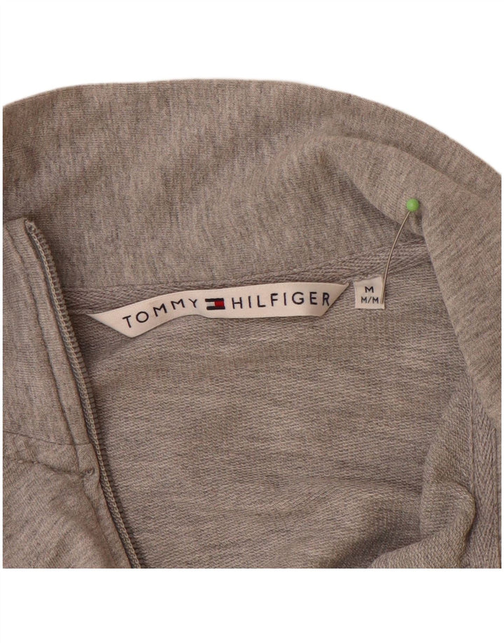 TOMMY HILFIGER Womens Tracksuit Top Jacket UK 14 Medium Grey Cotton