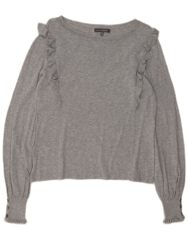 LAURA ASHLEY Ženski džemper s morskim izrezom UK 14 Veliki sivi pamuk