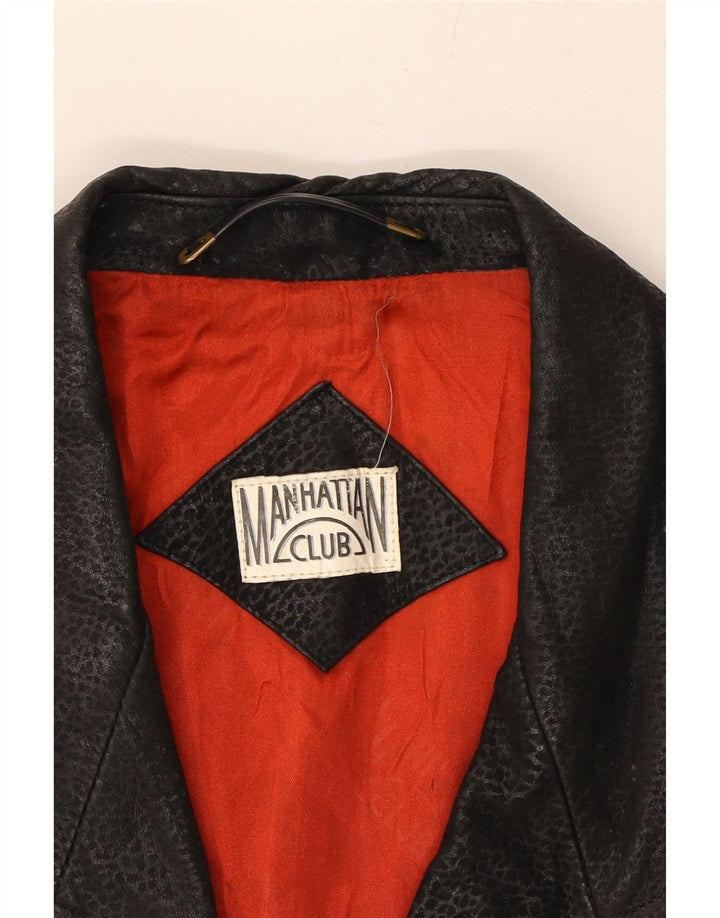 MANHATTAN Womens Leather Jacket UK 16 Large Black Vintage Manhattan and Second-Hand Manhattan from Messina Hembry 