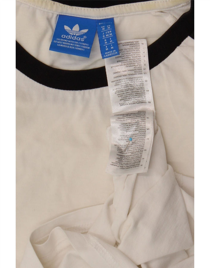 ADIDAS Mens Graphic T-Shirt Top Medium White Cotton Vintage Adidas and Second-Hand Adidas from Messina Hembry 