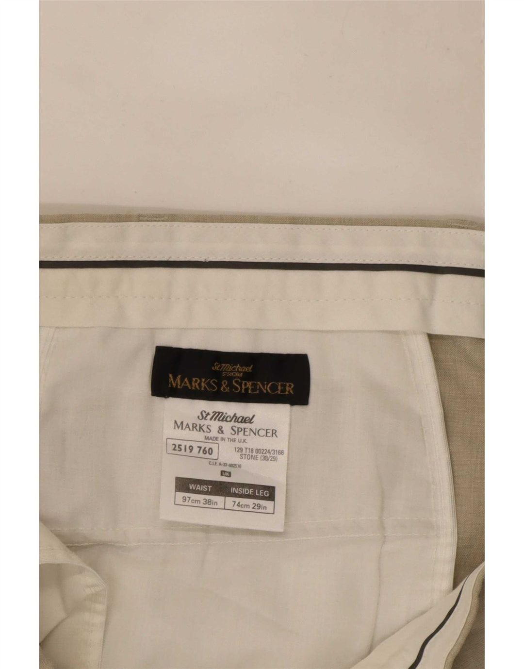 Marks & Spencer muške ravne chino hlače W38 L27 bež poliester