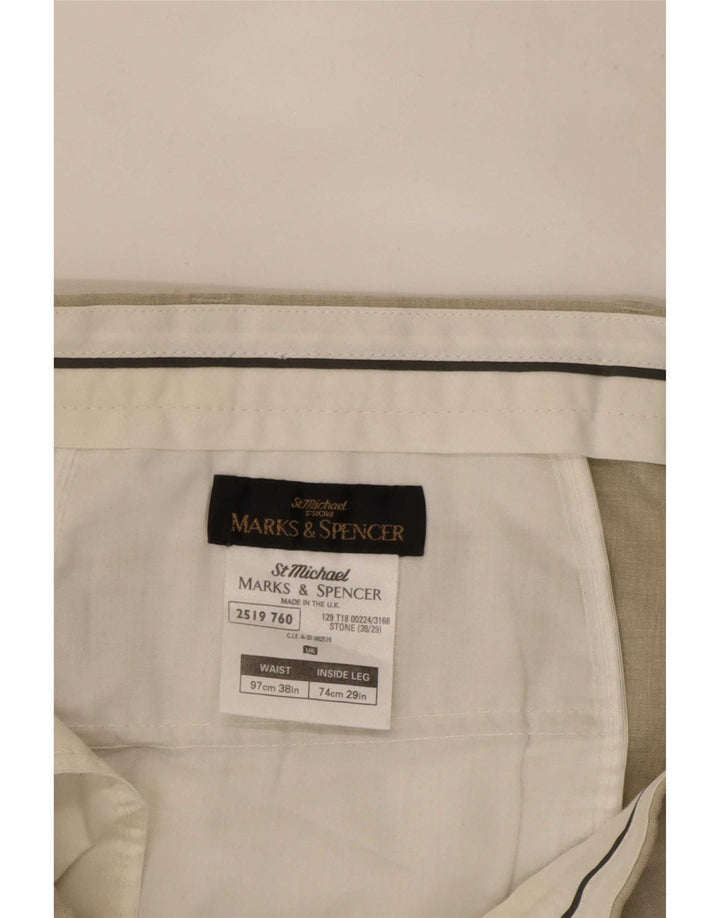 Marks & Spencer muške ravne chino hlače W38 L27 bež poliester