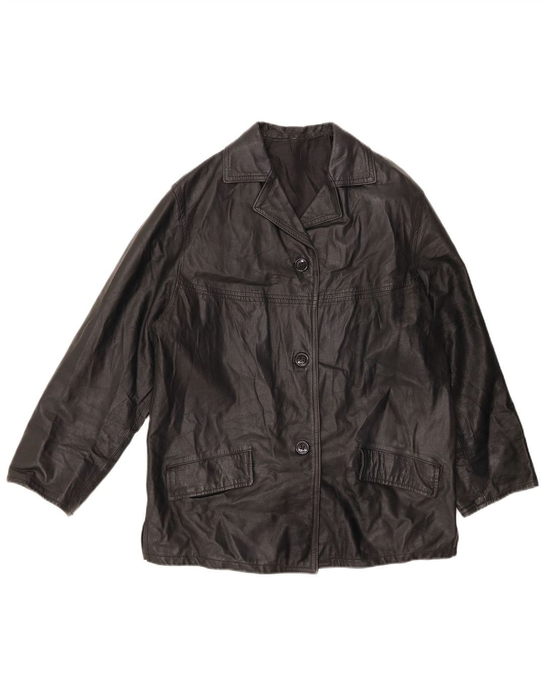 VINTAGE Womens Leather Jacket IT 44 Medium Black Leather