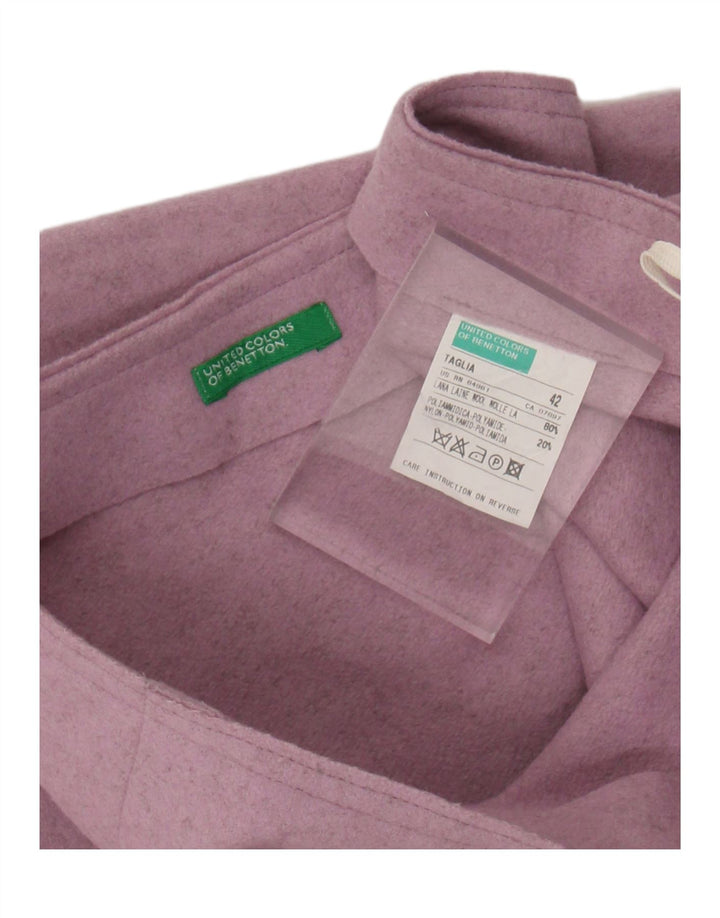 BENETTON Womens Midi Skirt IT 42 Medium W28  Purple Wool