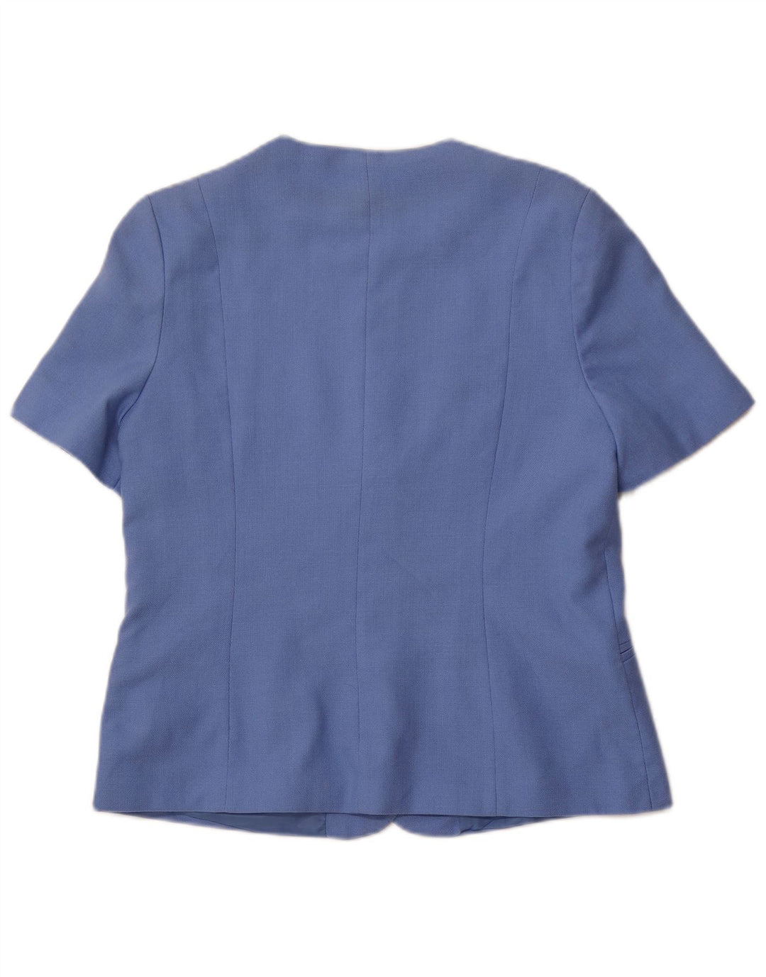 CLASSICS Womens Short Sleeve 4 Button Blazer Jacket UK 14 Medium Blue