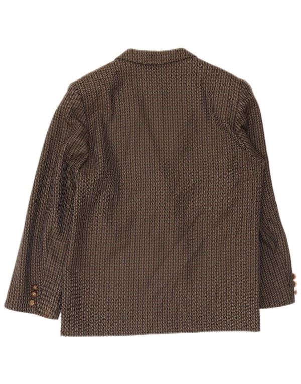Vintage Womens Double Breasted Blazer Jacket UK 14 Medium Brown Houndstooth