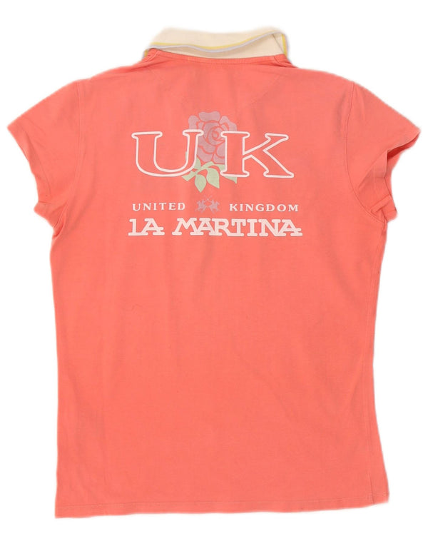 La Martina ženska polo majica s grafičkim motivima UK 14 veliki pamuk u ružičastoj boji