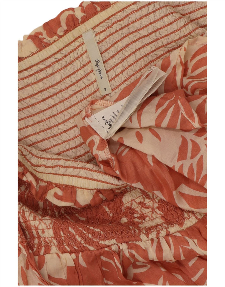 PEPE JEANS Ženska haljina s otvorenim ramenima UK 8 Mala ružičasta cvjetna viskoza