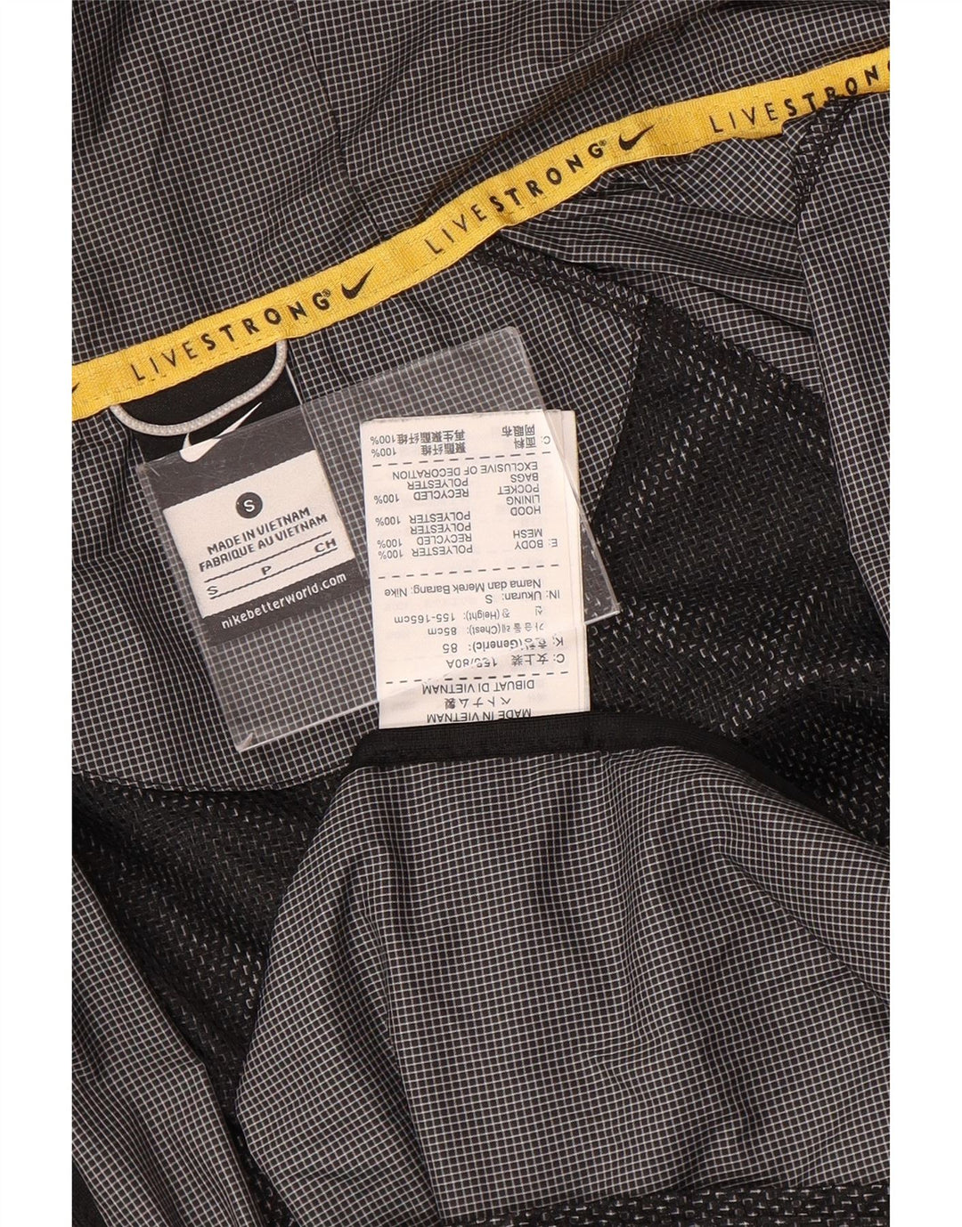 Nike muška kišna jakna s kapuljačom UK 36 mala siva gingham poliester