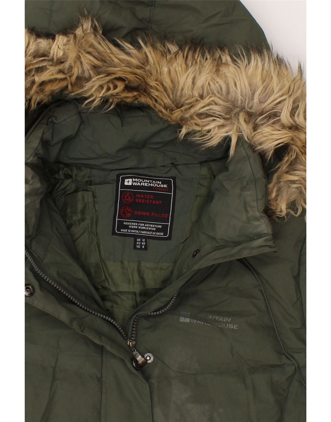 MOUNTAIN WAREHOUSE Womens Hooded Padded Jacket UK 12 Medium Green Vintage Mountain Warehouse and Second-Hand Mountain Warehouse from Messina Hembry 