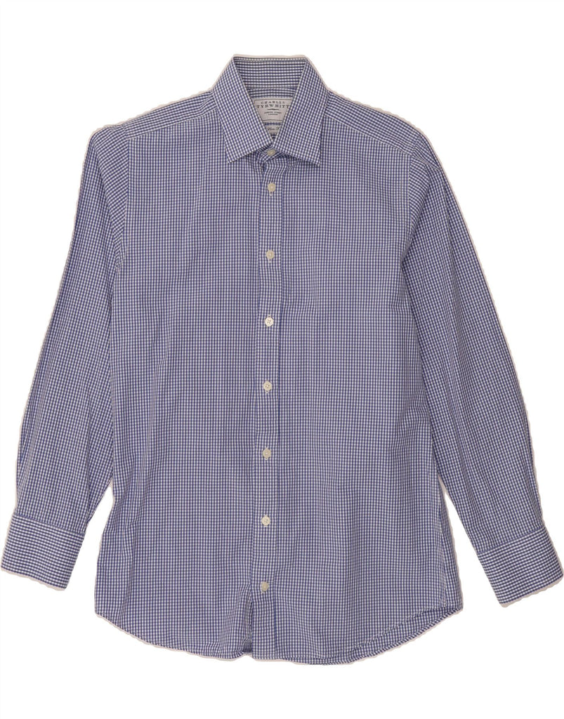 CHARLES TYRWHITT Mens Slim Fit Shirt Size 15 38 Medium Blue Gingham Cotton Vintage Charles Tyrwhitt and Second-Hand Charles Tyrwhitt from Messina Hembry 