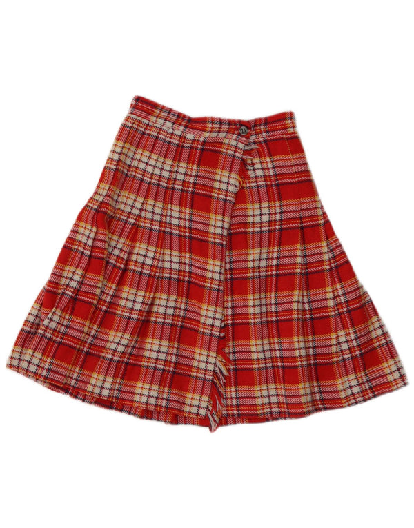 Vintage ženska plisirana suknja na preklop W24 XS, crvena karirana
