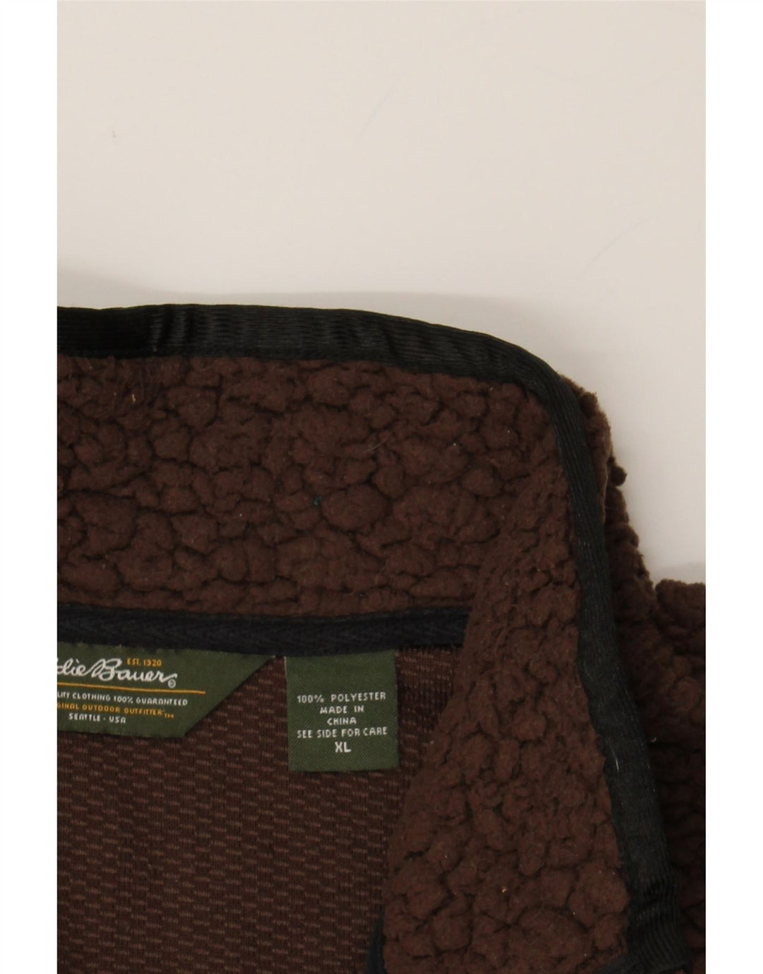 EDDIE BAUER Mens Zip Neck Fleece Jumper XL Brown Polyester Vintage Eddie Bauer and Second-Hand Eddie Bauer from Messina Hembry 