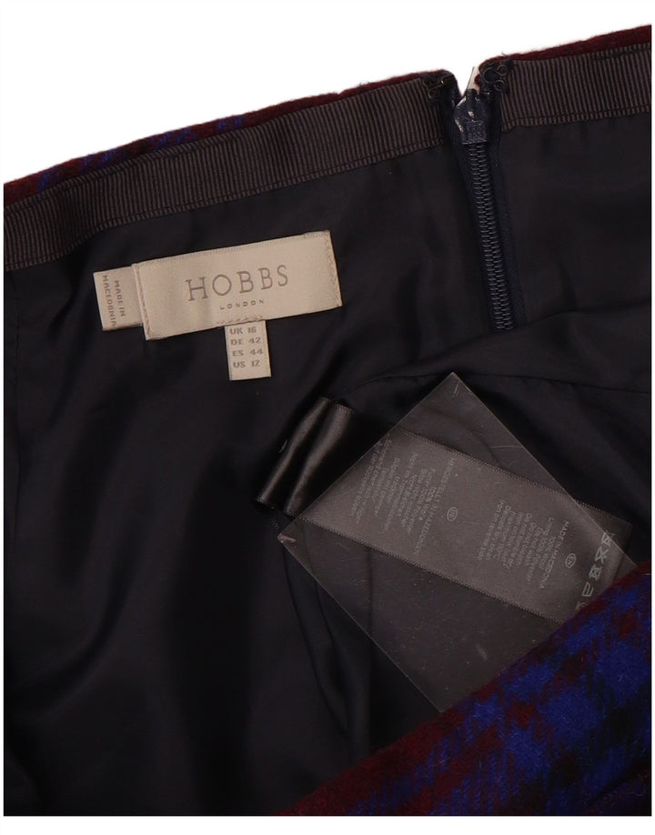 HOBBS ženska suknja A-kroja UK 16 Large W36 Bordo karirana vuna