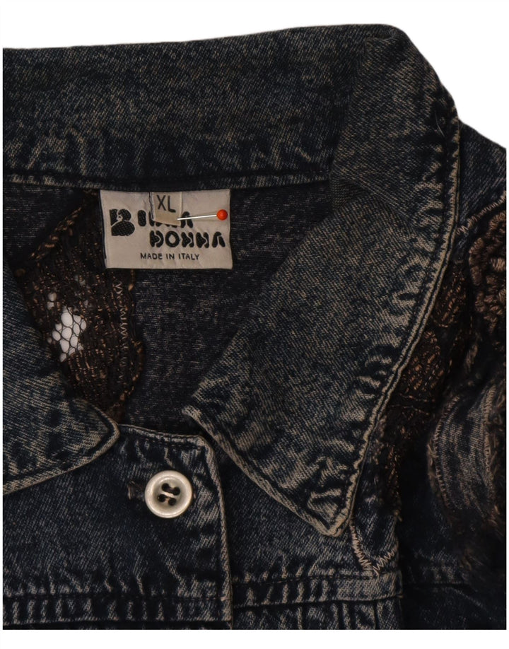 VINTAGE Womens Denim Jacket UK 18 XL Blue Cotton