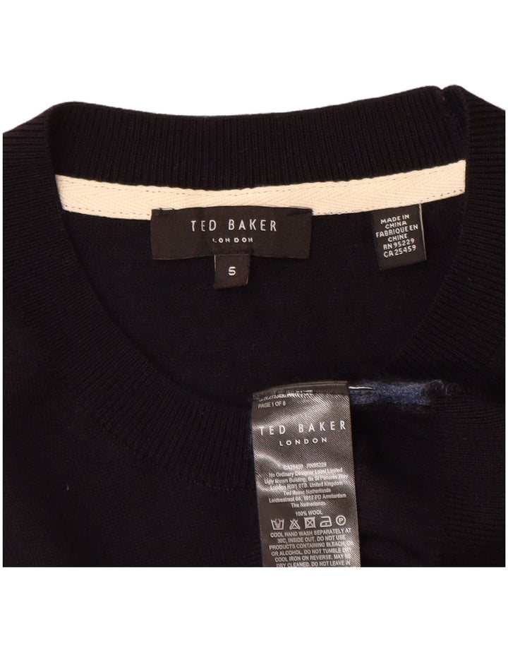 Ted Baker, ženski džemper s okruglim izrezom, veličina 5 XL, tamnoplava vunena