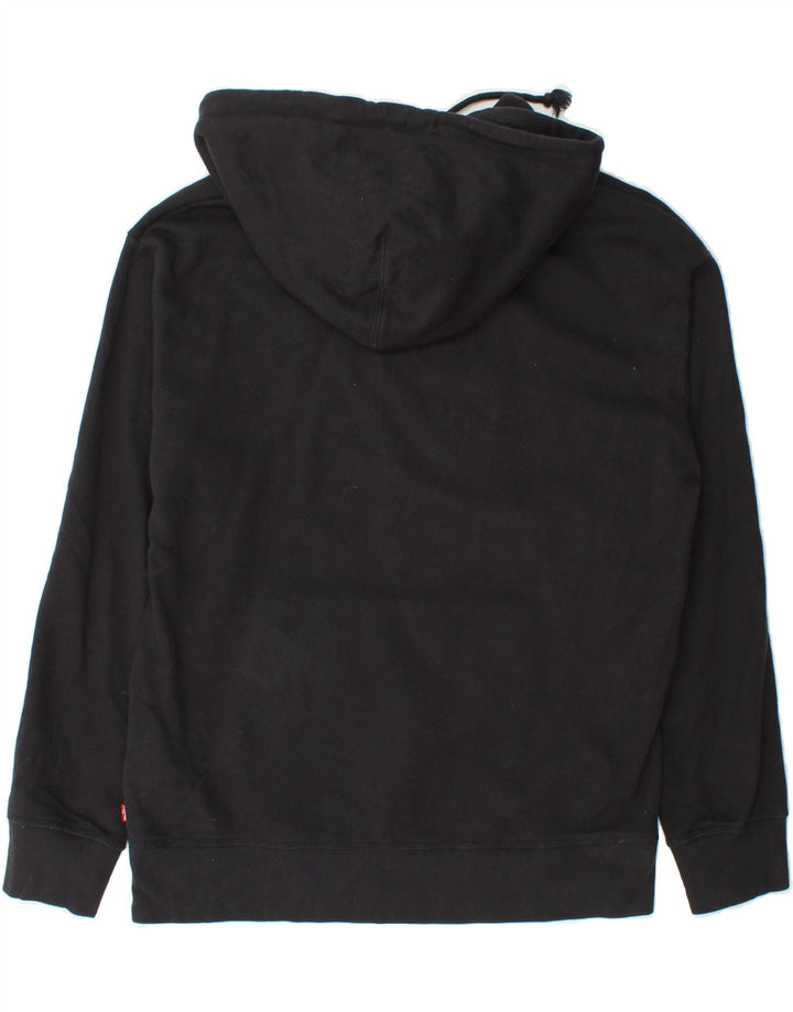 LEVI'S Womens Graphic Oversized Hoodie Jumper UK 14 Medium Black Cotton Vintage Levi's and Second-Hand Levi's from Messina Hembry 