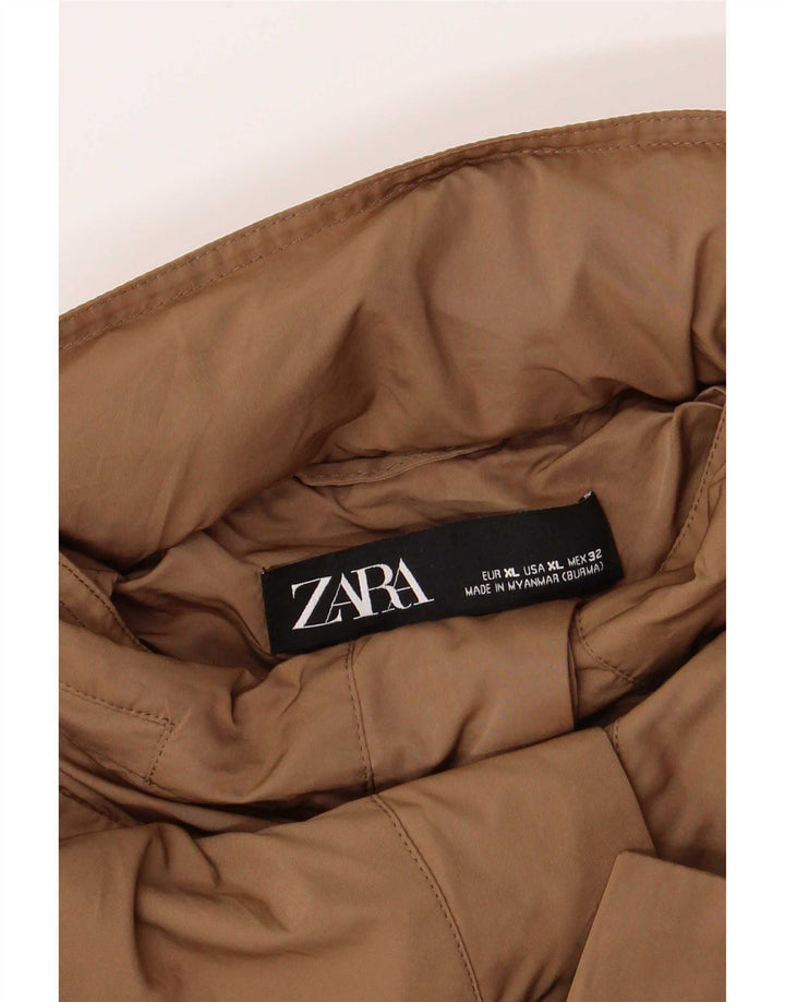 Ženska kišna jakna s kapuljačom Zara XL smeđa