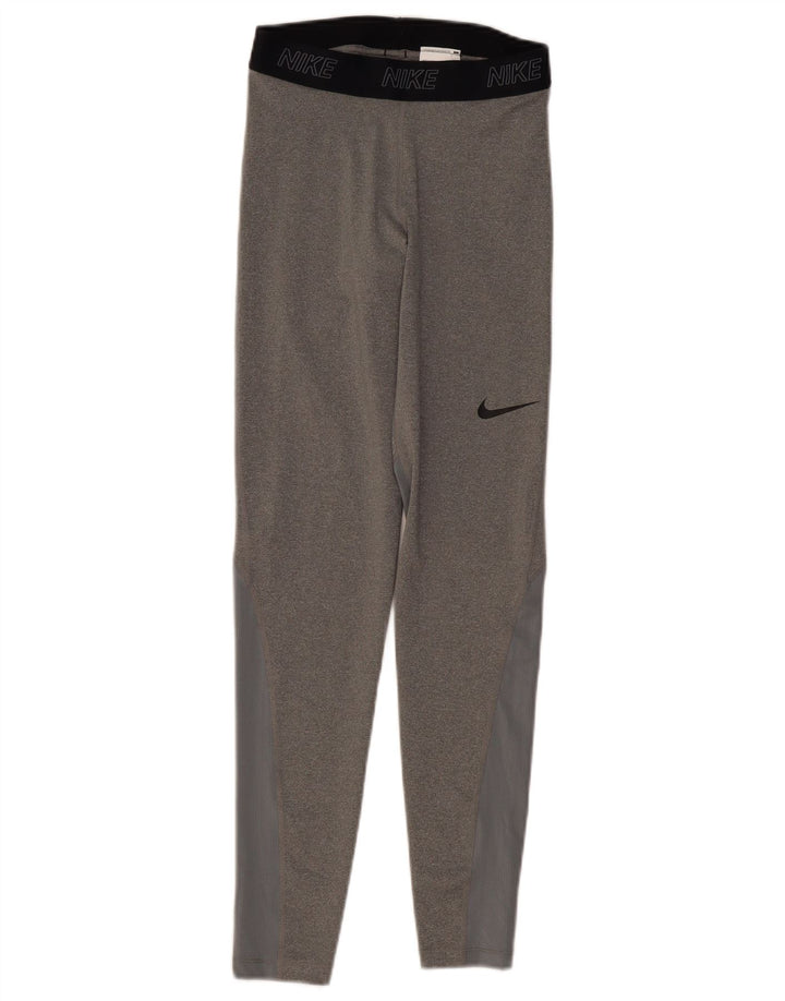 Nike Ženske Dri Fit Leggings UK 8 Male sive poliesterske boje