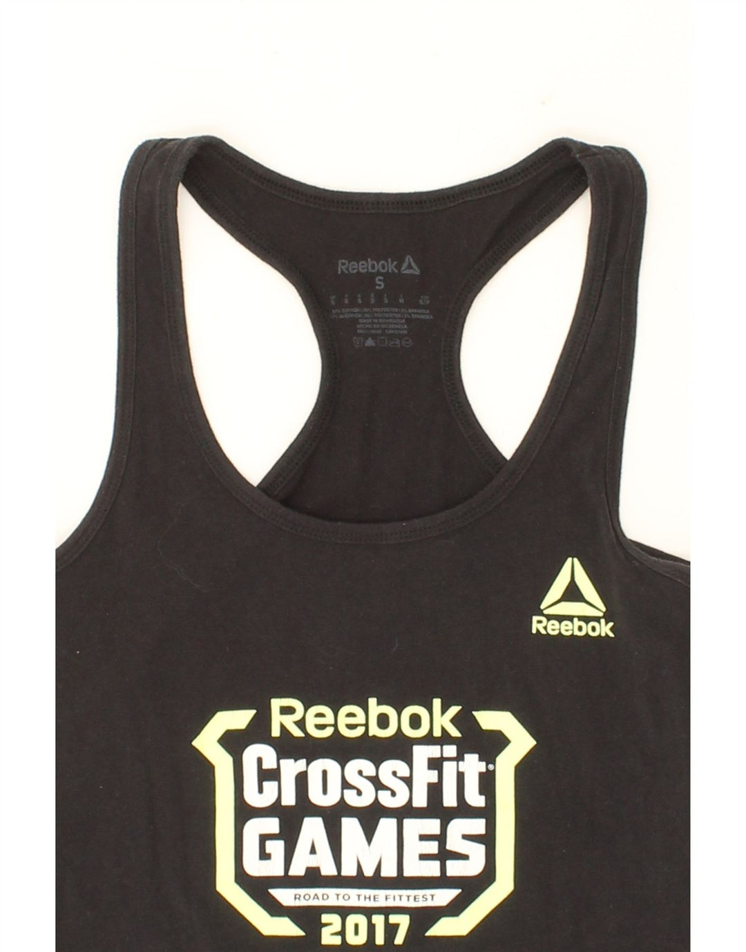 REEBOK Womens Graphic Vest Top UK 8 Small Black Cotton Vintage Reebok and Second-Hand Reebok from Messina Hembry 
