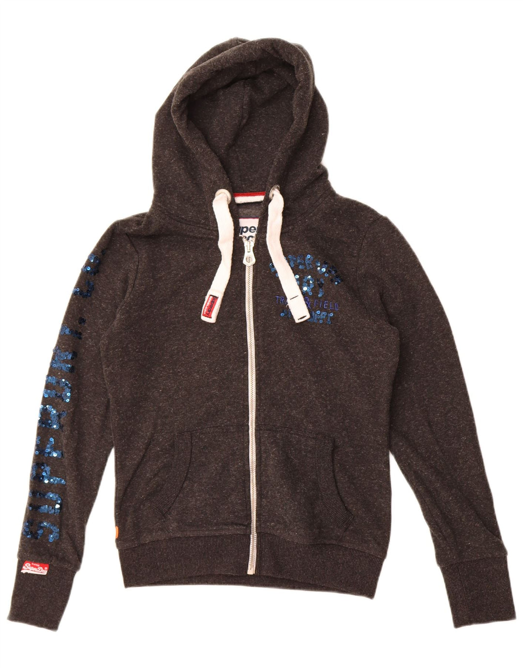 Superdry ženski džemper s kapuljačom s patentnim zatvaračem UK 10 Mali sivi poliester