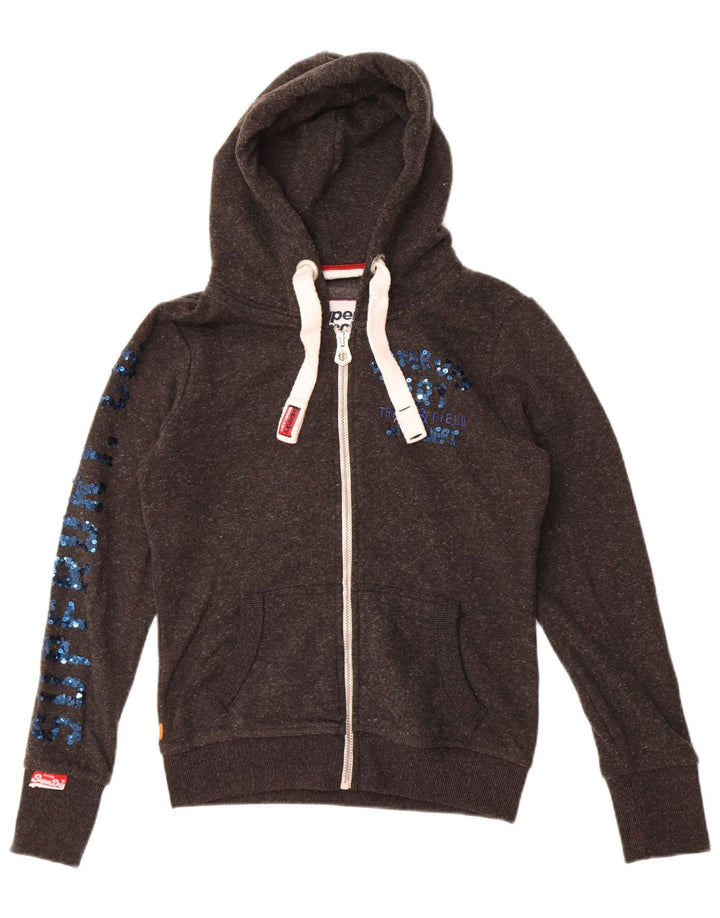 Superdry ženski džemper s kapuljačom s patentnim zatvaračem UK 10 Mali sivi poliester
