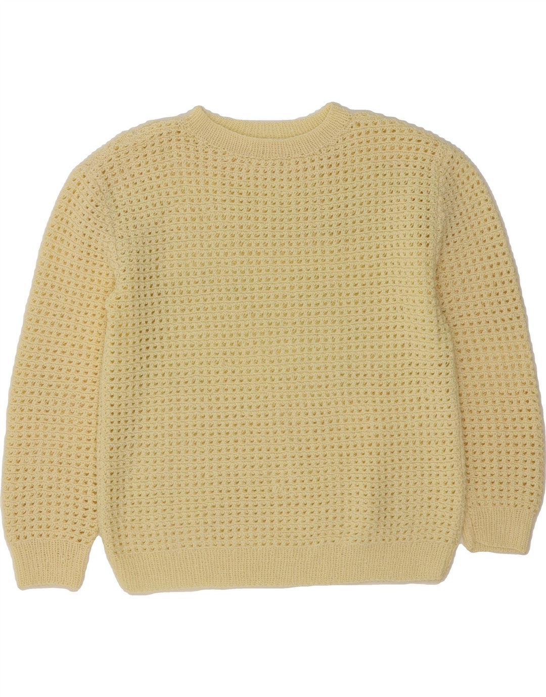 VINTAGE Womens Crew Neck Jumper Sweater UK 14 Medium Yellow Vintage Vintage and Second-Hand Vintage from Messina Hembry 