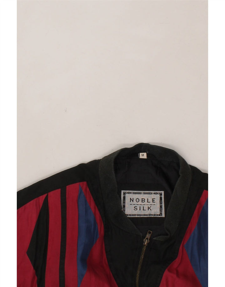 VINTAGE muška bomber jakna širokog kroja UK 38 srednje crna geometrijska svila