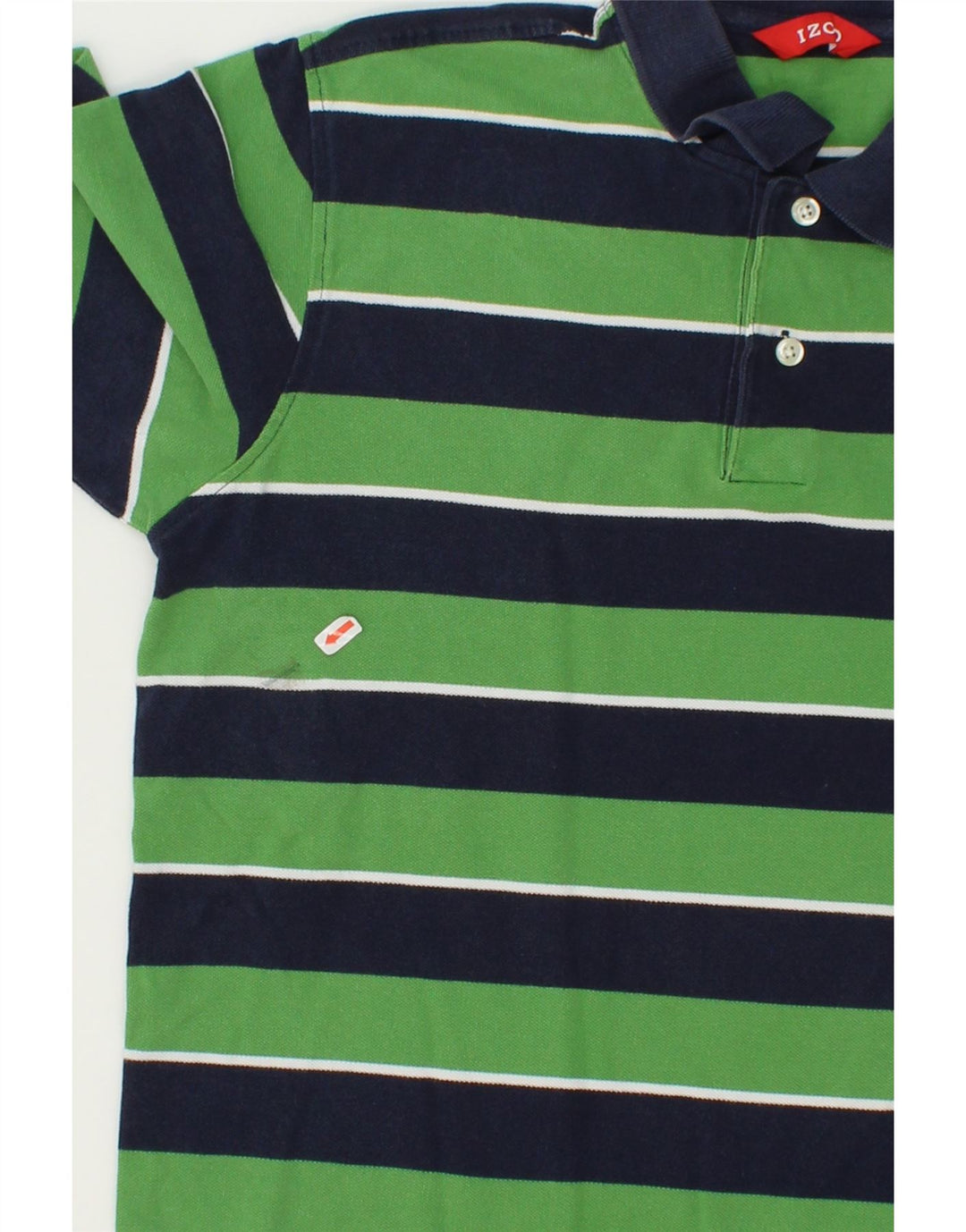 IZOD Mens Polo Shirt Medium Green Striped Cotton Vintage Izod and Second-Hand Izod from Messina Hembry 